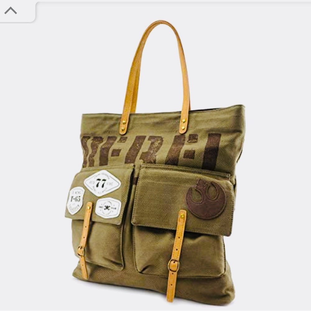 Loungefly Star Wars Rebel Olive Green Canvas Backpack with Brown Accents - Picture 10 of 13